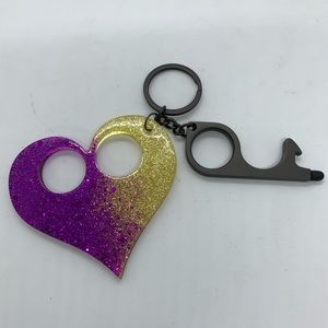 No Touch Contactless Keychain Stabby Heart Tool